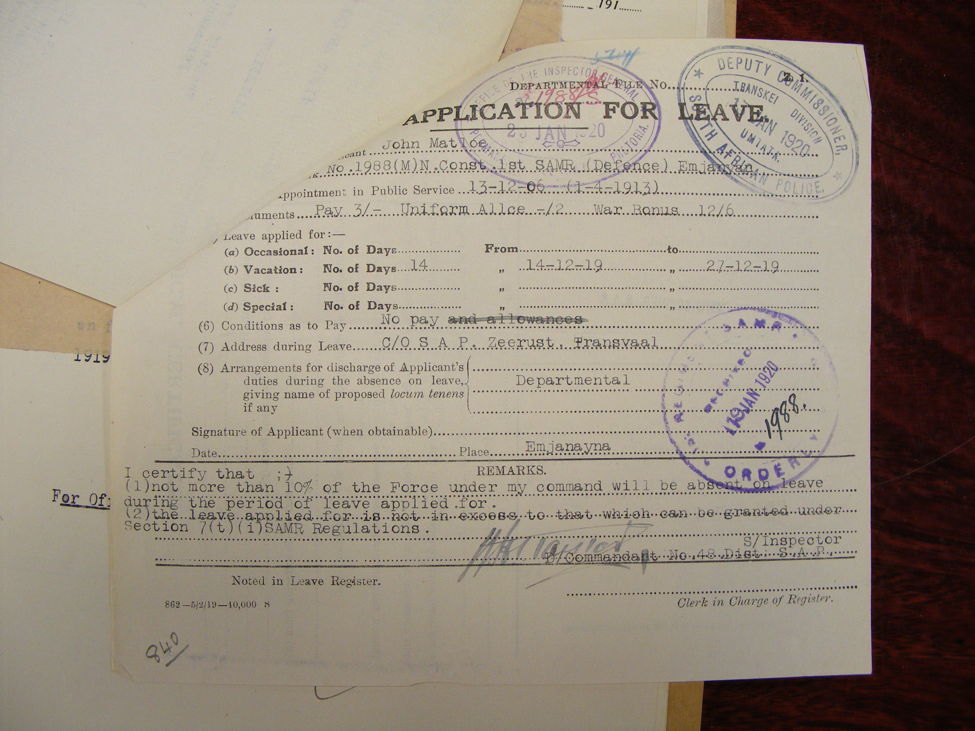 Photo from /search/photos/Archive WW1 Cards/Archive_SAMR/MATLOE (1988) SAMR/MATLOE (1988)_5.JPG